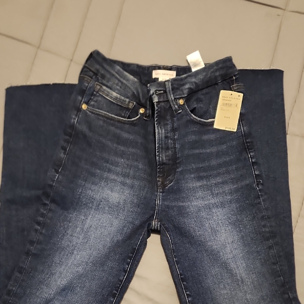 Good American Dark Blue Flare Jeans